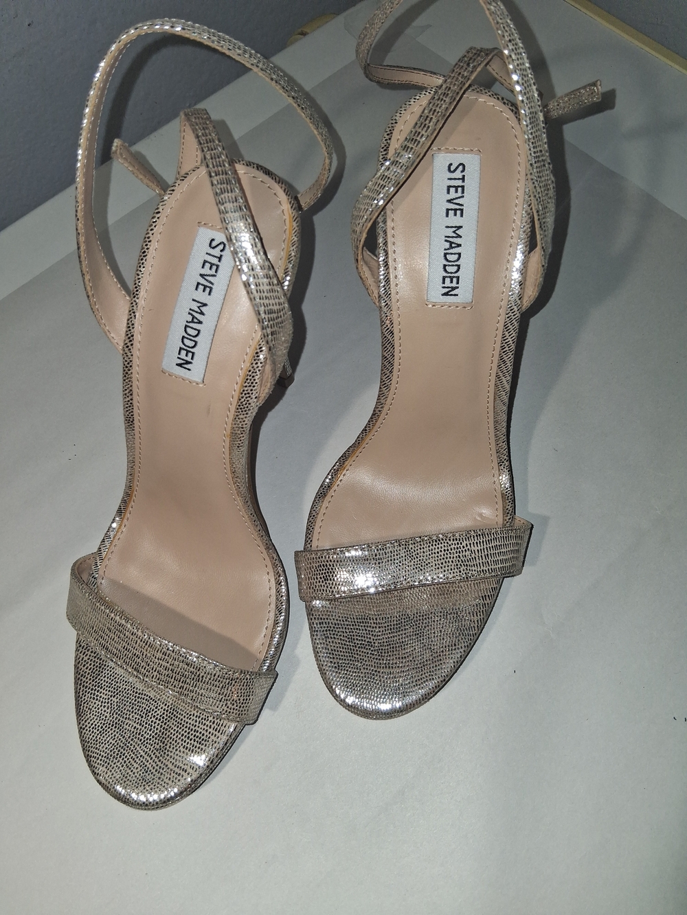 Steve Madden Women's Metallic Beige Strappy Sandals